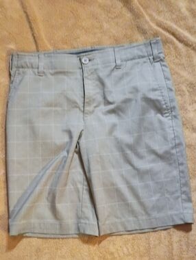 bcg Men's Light Gray Windowpane Flat-Front Shorts